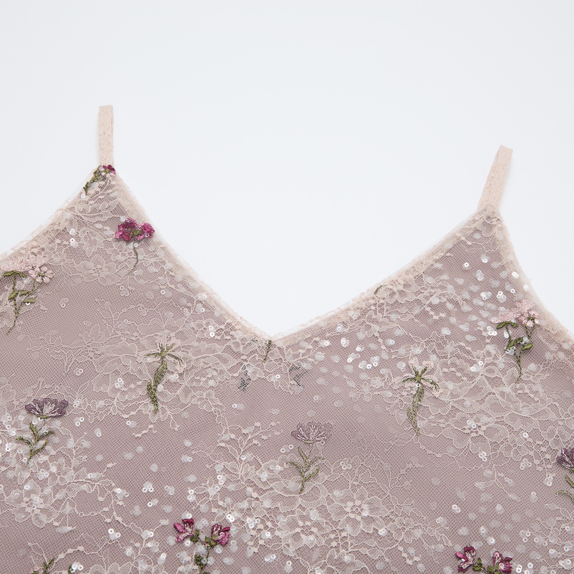 “Quiet Mastery”法國細繡織邊蕾絲細肩背心—Floré Veil 花序微隱