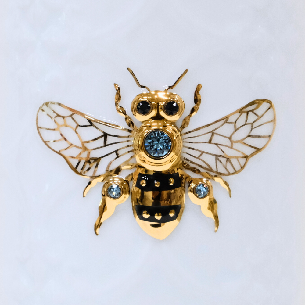 乾唐軒 吉星大蜜蜂水晶隨身杯─ 雪白描金