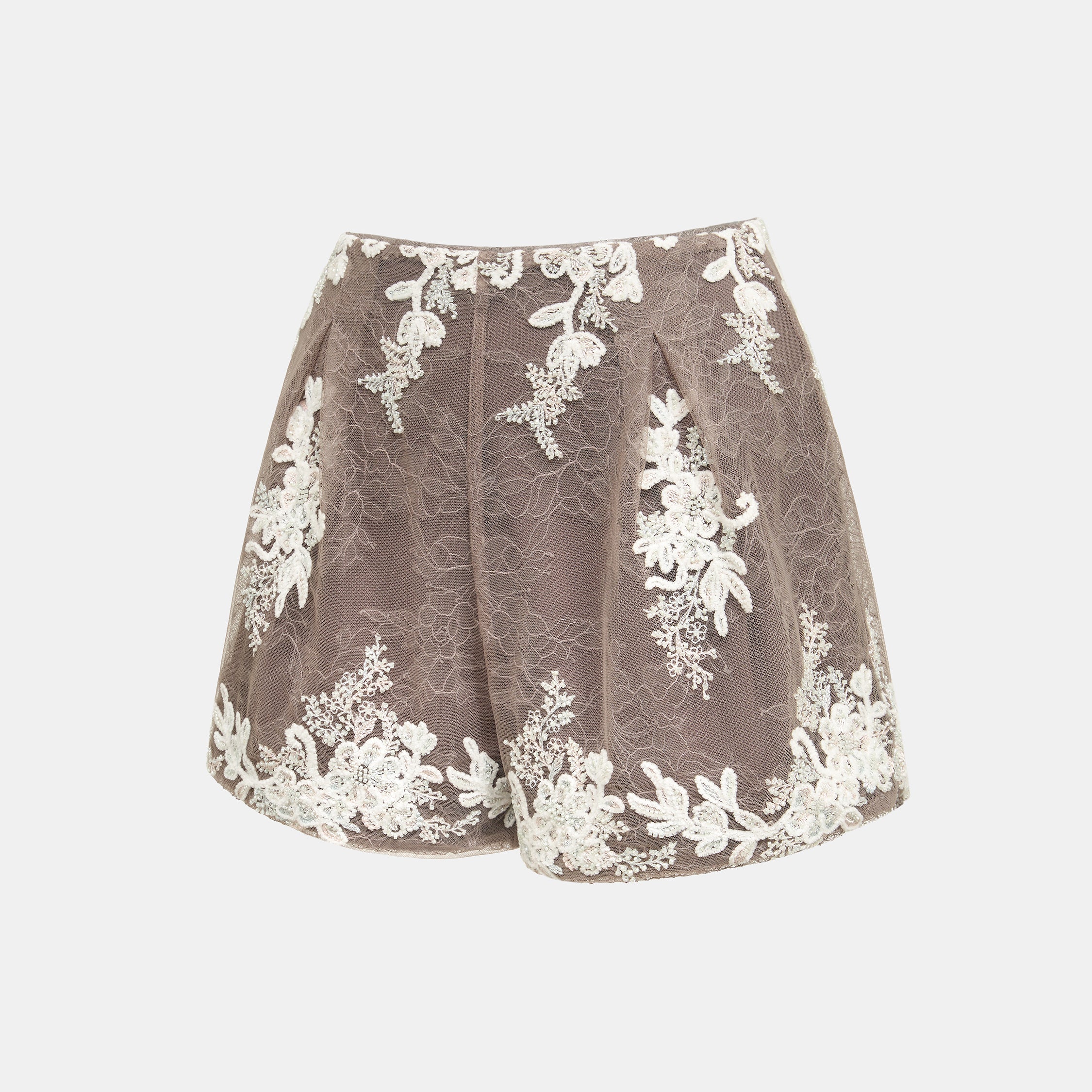 "Imperial Garden Teatime"珠繡香緹蕾絲短褲—Mist Bloom 霧綻花影