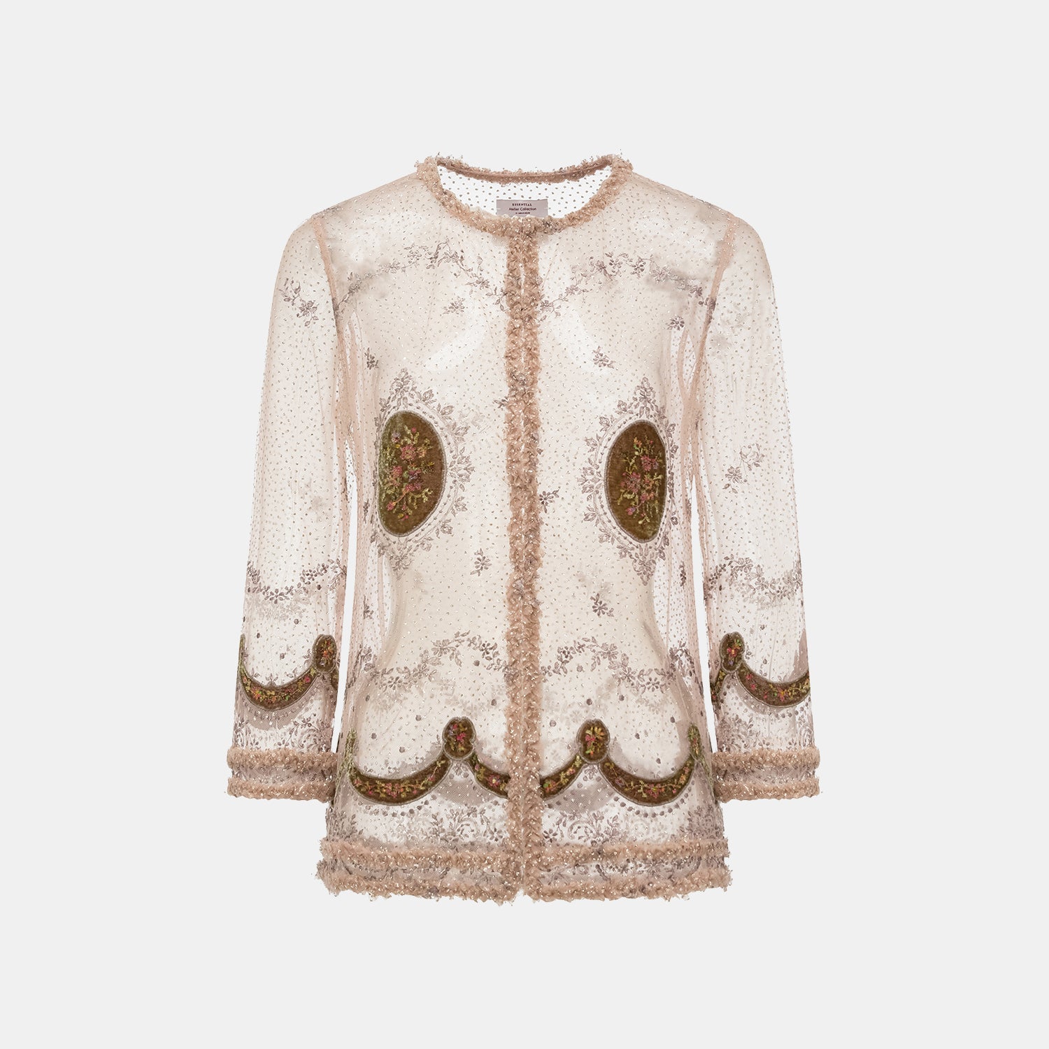 "Quiet Mastery."法國頂級絨繡工藝藏鑽織邊蕾絲開衫—Chanson Brodée香頌緹語