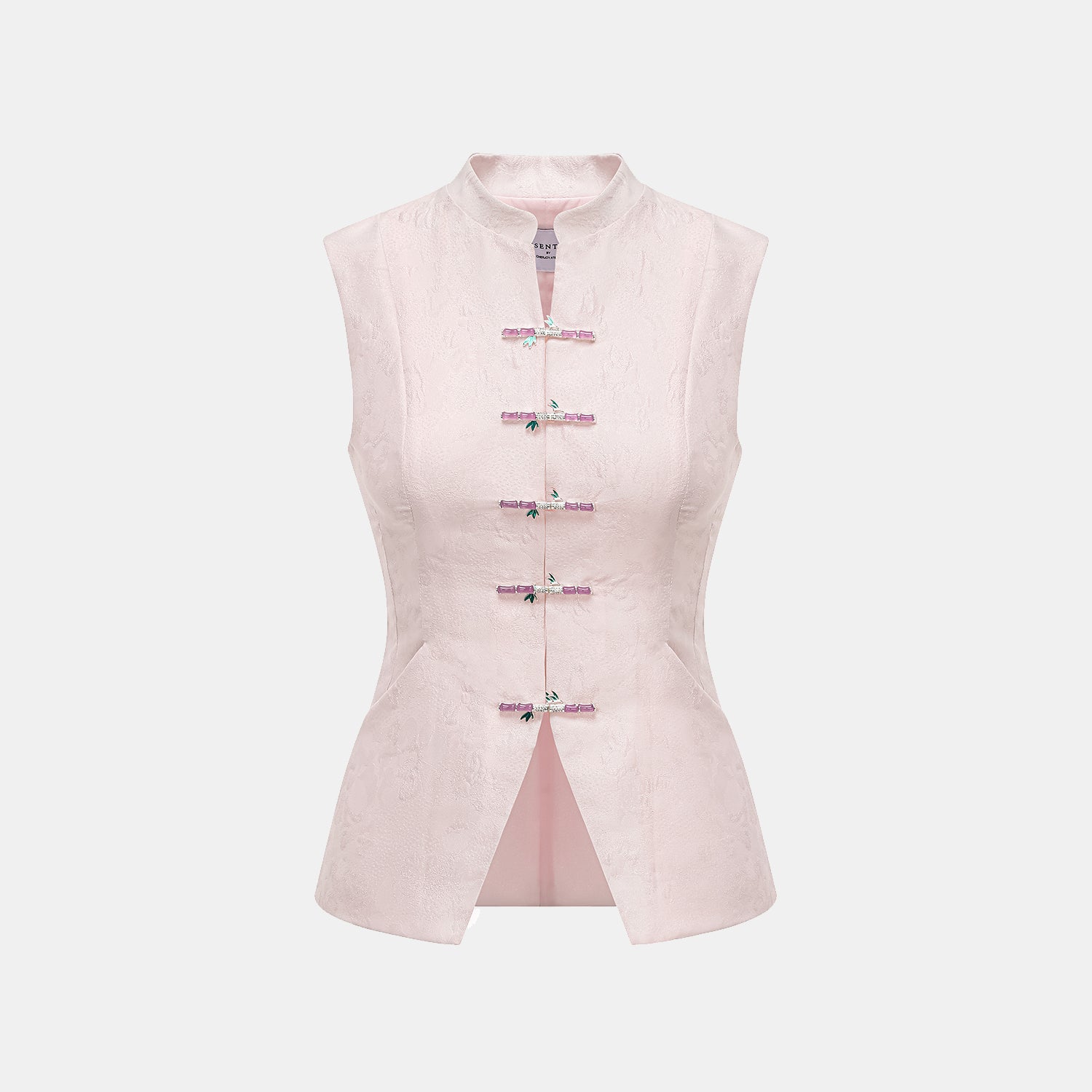 “茶宴” 碎銀工藝提花輕國風馬甲背心—粉露芙蓉