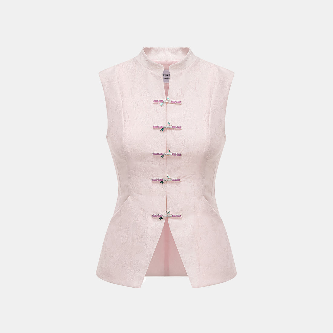 “茶宴” 碎銀工藝提花輕國風馬甲背心—粉露芙蓉