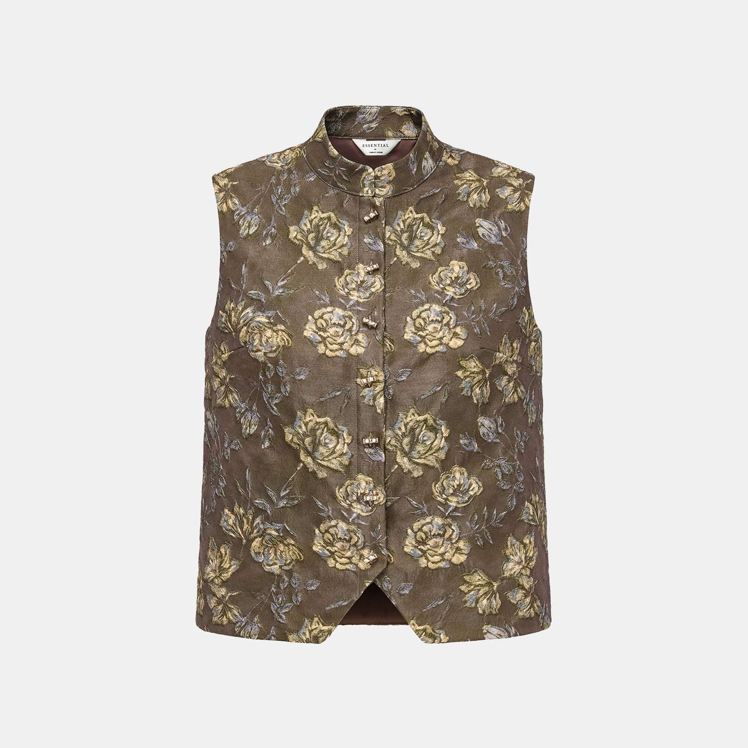 "Imperial Garden Teatime" Silk Wool Light Chinese Style Suit - Coffee 