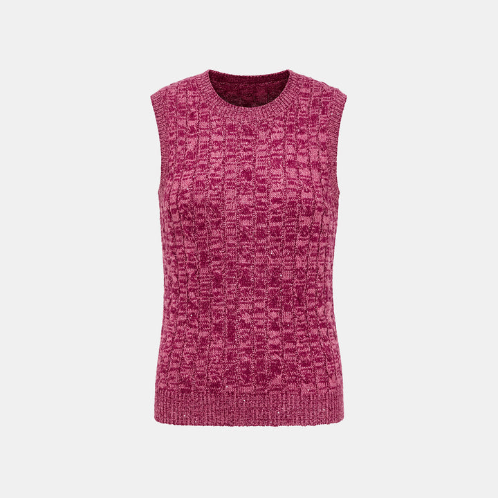 “Winter diary.” 100% Cashmere 亮片麻花編織針織背心—Luck