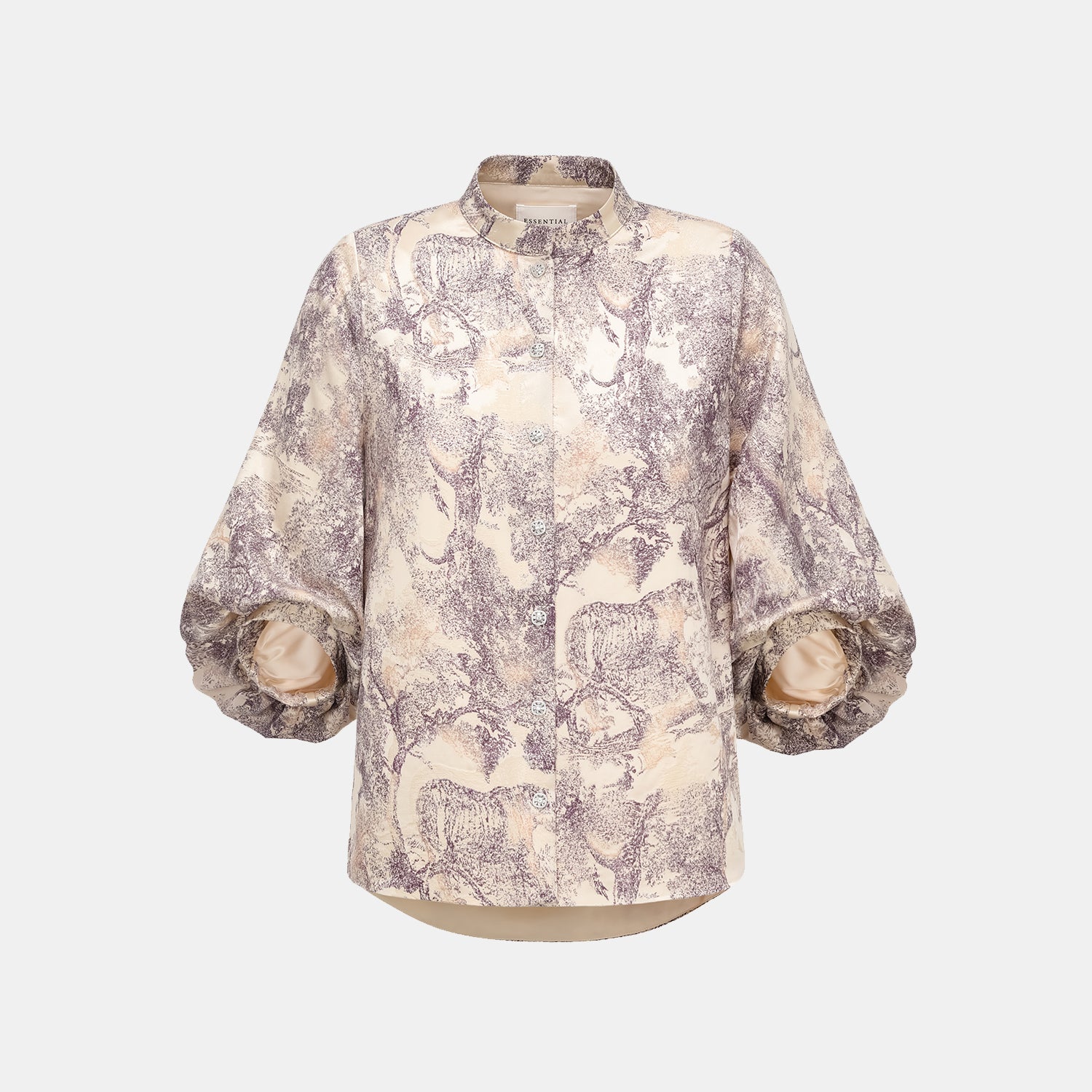 "Imperial Garden Teatime" fil coupé silk wool shirt - purple 