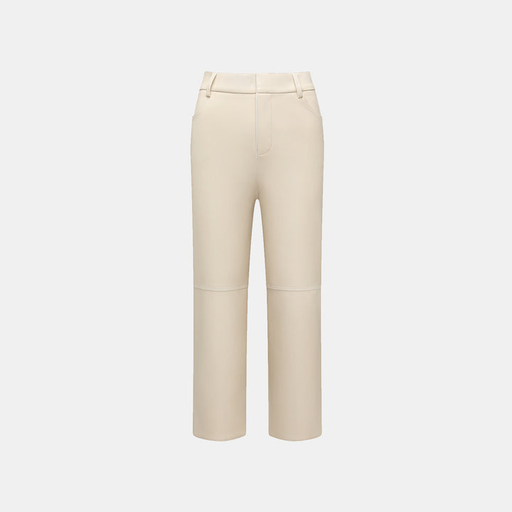 Easy-go Chic” 純素皮切皮工藝九分褲—奶白