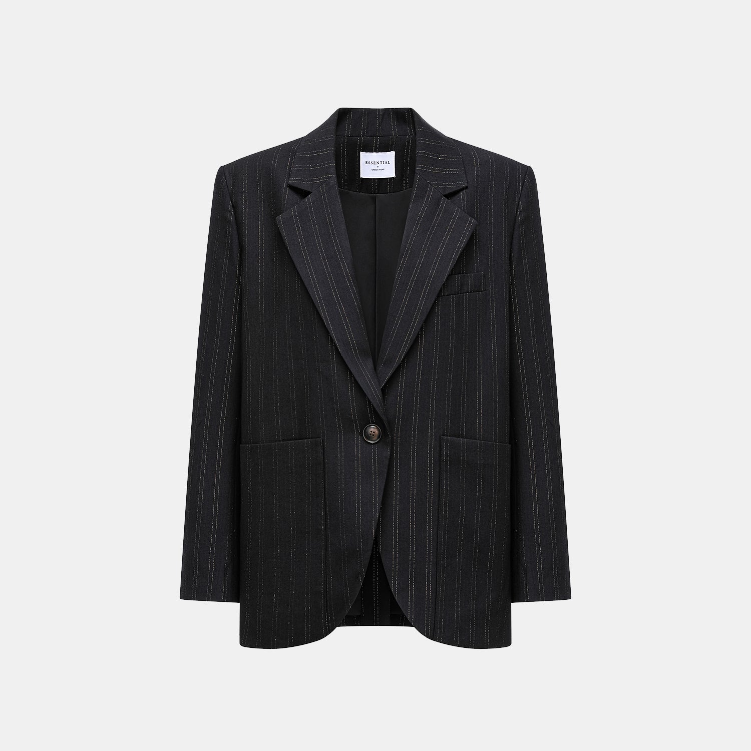 "Speak Sleek." 義大利織金工藝直條oversized西裝外套—Indigo