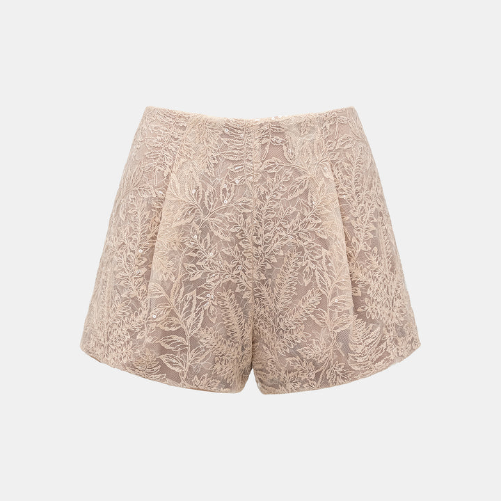 "Imperial Garden Teatime" Luxe Beaded Lace Shorts 
