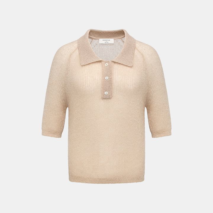 Autumn Diary Superfine Knit 3/4 Sleeve Top — Light Camel 