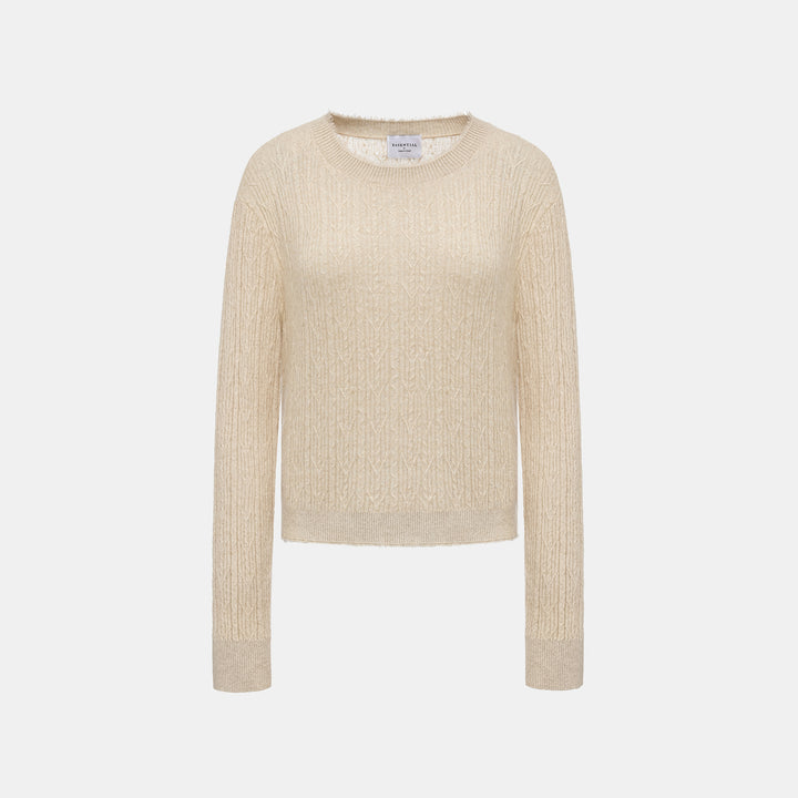 “Autumn Diary” 100% Cashmere羽絮葉脈紋銀織針織上衣—Golden Grain穗光