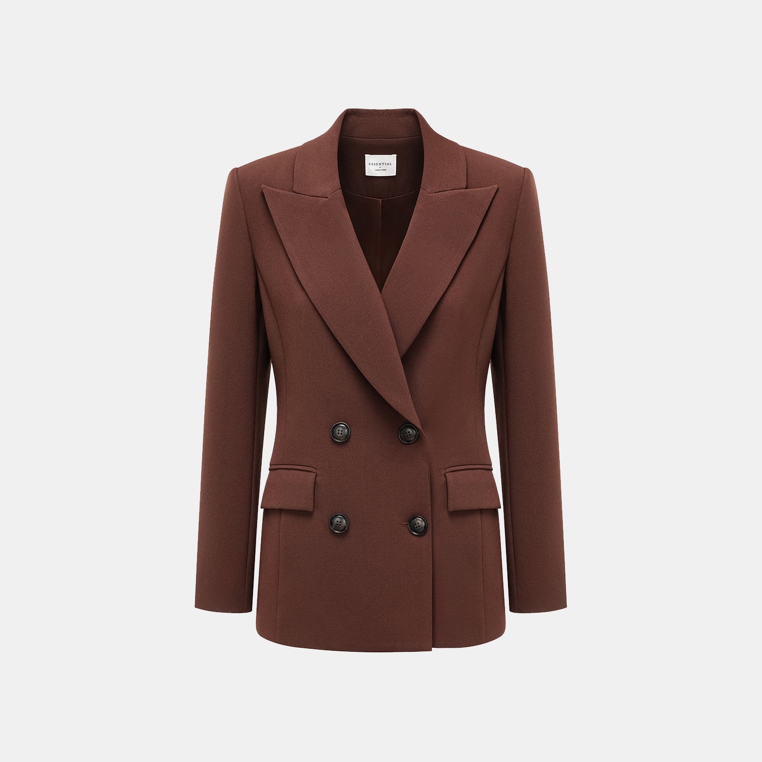 "Westminster Weekdays" 奢華麻理醋酸雙排扣西裝外套—Cognac