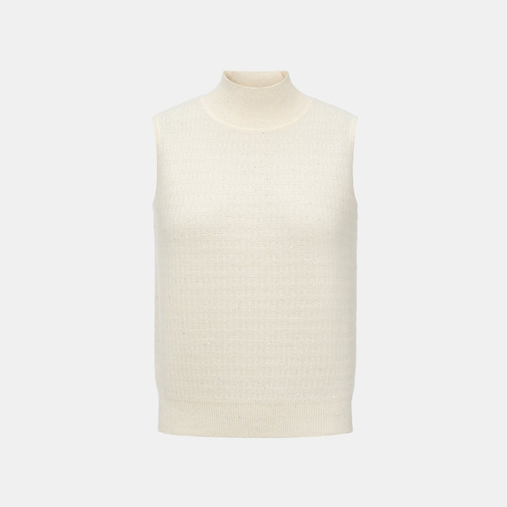 “Autumn Diary” 100% Cashmere極細絨柔星點高領針織背心—Velour Moonlight絲絨月光