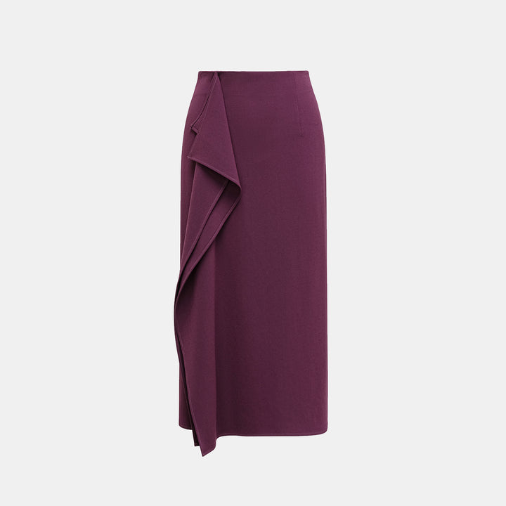 "Daytime Elegance" Textured Acetate Special Cut Pencil Skirt - Grape Purple 