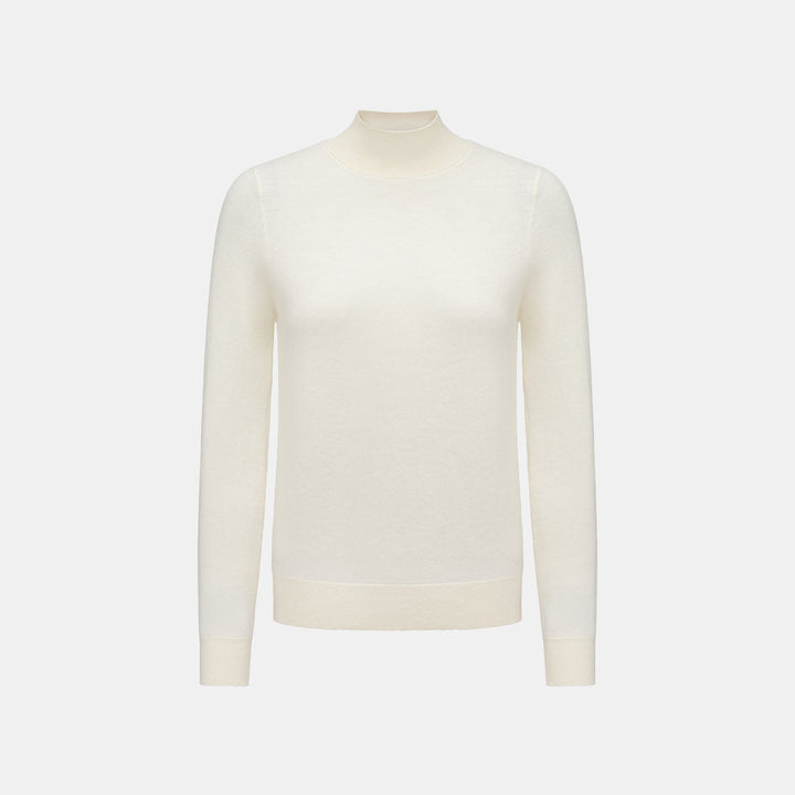 “Winter Diary”Cashmere極簡純色立領針織衫—Pure Snowdream雪色之夢