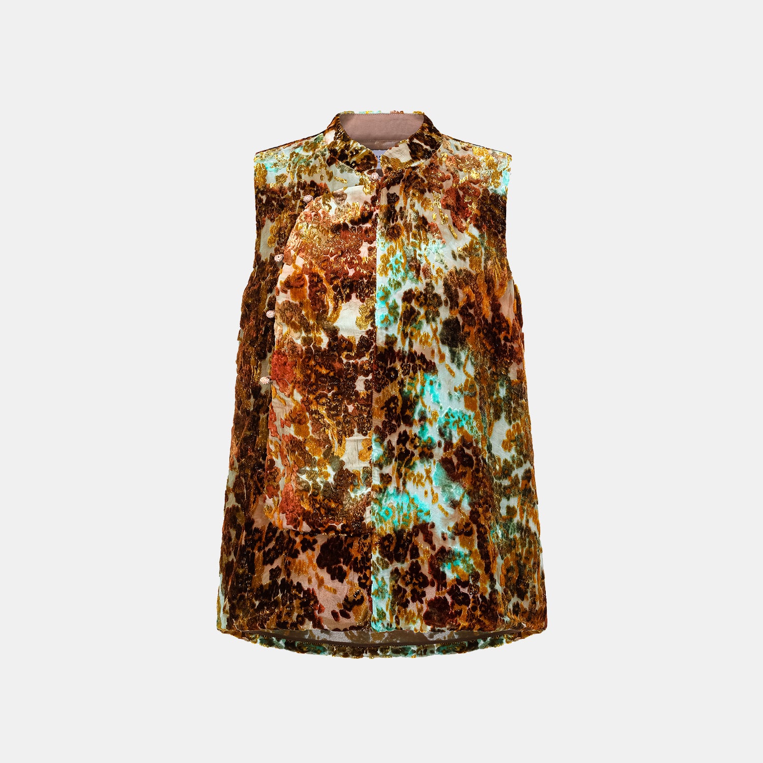 "Imperial Garden Teatime" Silk Velvet Chinese Style Vest - Cuiyan 