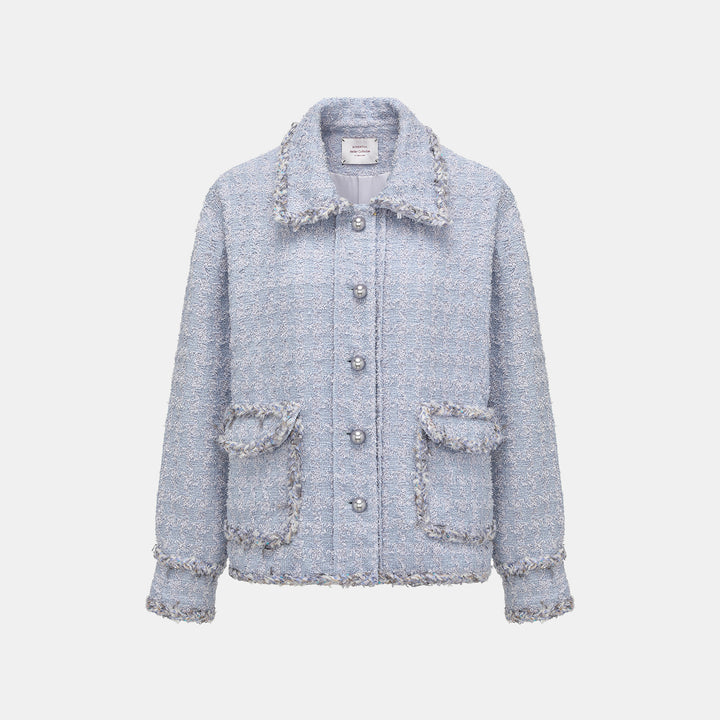 “Tokyo’Hours” 西班牙千鳥紋簇絨工藝Oversized花呢外套—Violet Hour紫韻漫境