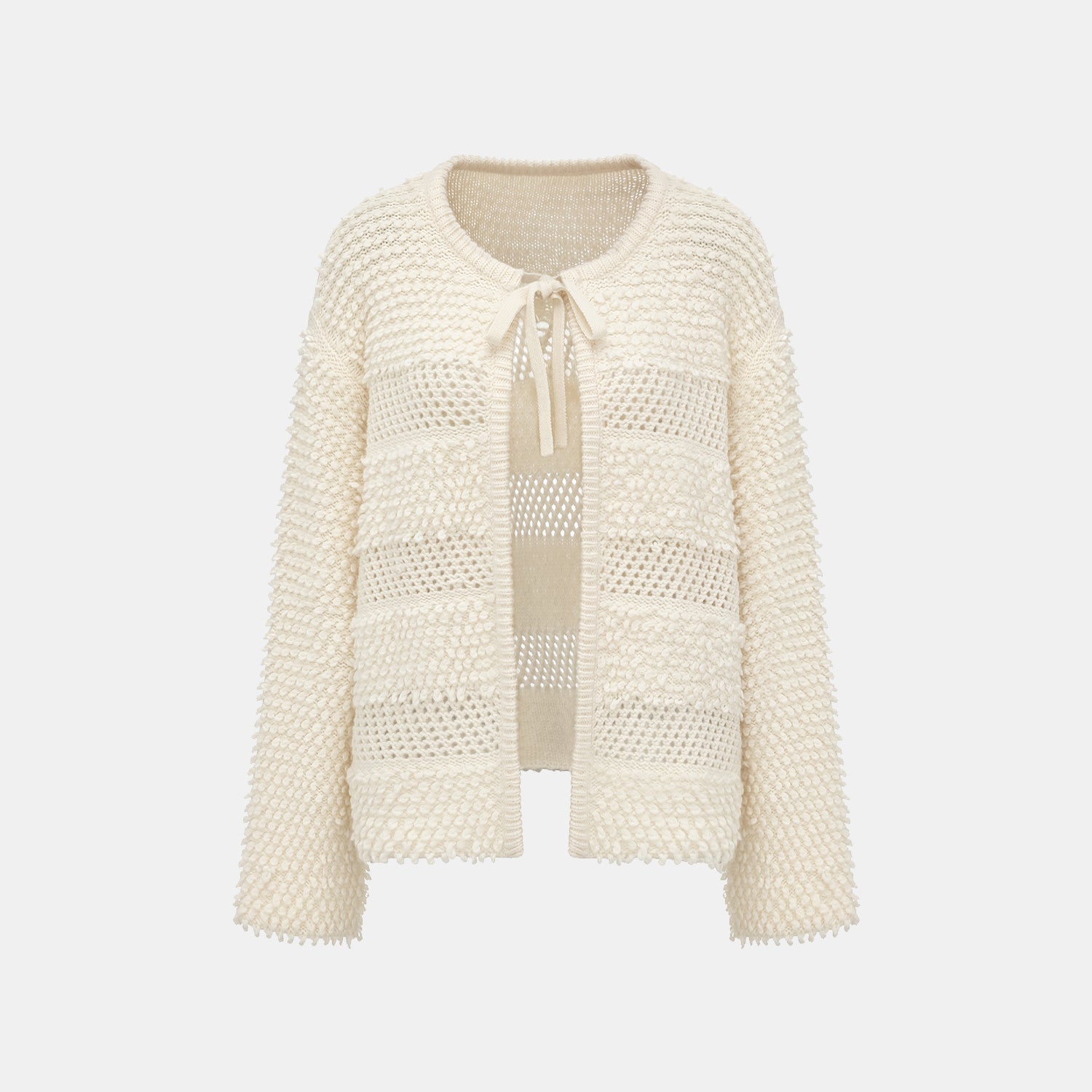 “Winter Diary” 100% Cashmere雲絨立體羽圈針織開衫—Cotton Haze棉野之曦