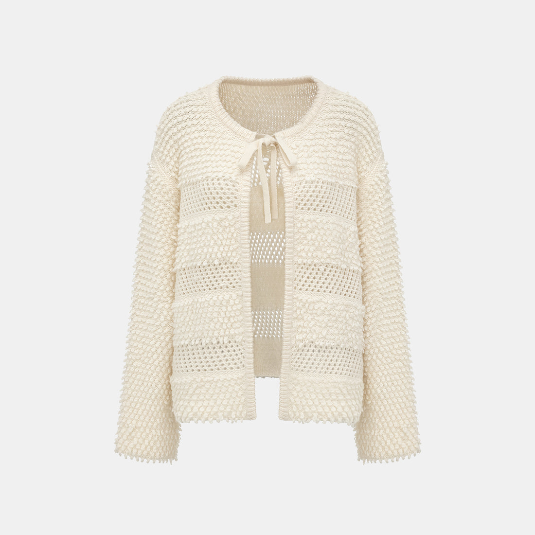 “Winter Diary” 100% Cashmere雲絨立體羽圈針織開衫—Cotton Haze棉野之曦