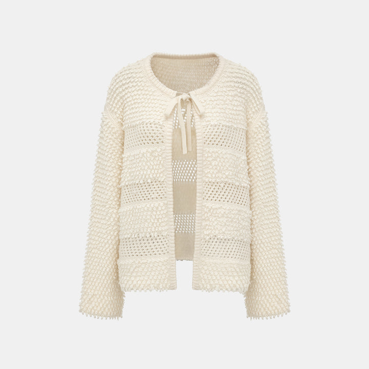 “Winter Diary” 100% Cashmere雲絨立體羽圈針織開衫—Cotton Haze棉野之曦