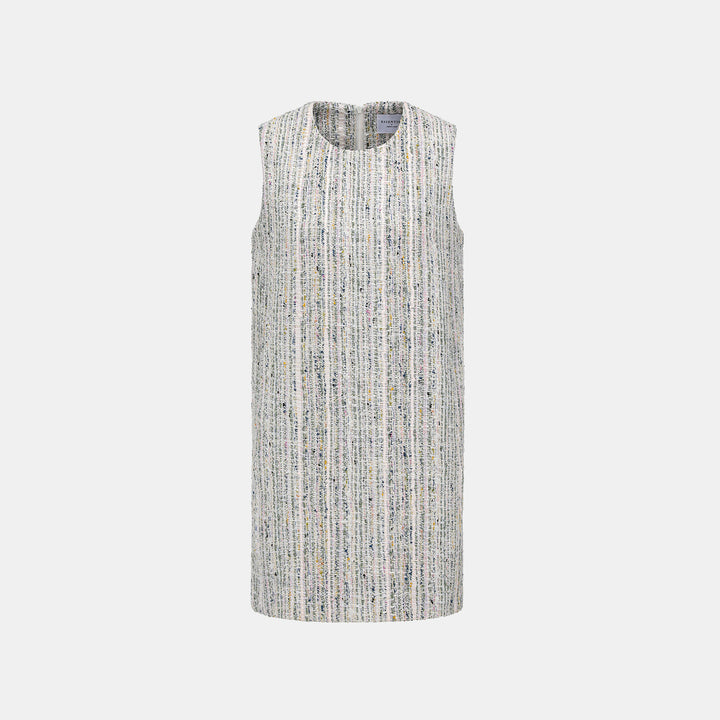 “Chelsea tea time.” 線韻肌理條織花呢背心洋裝—Sherry de Rosée香露雪莉