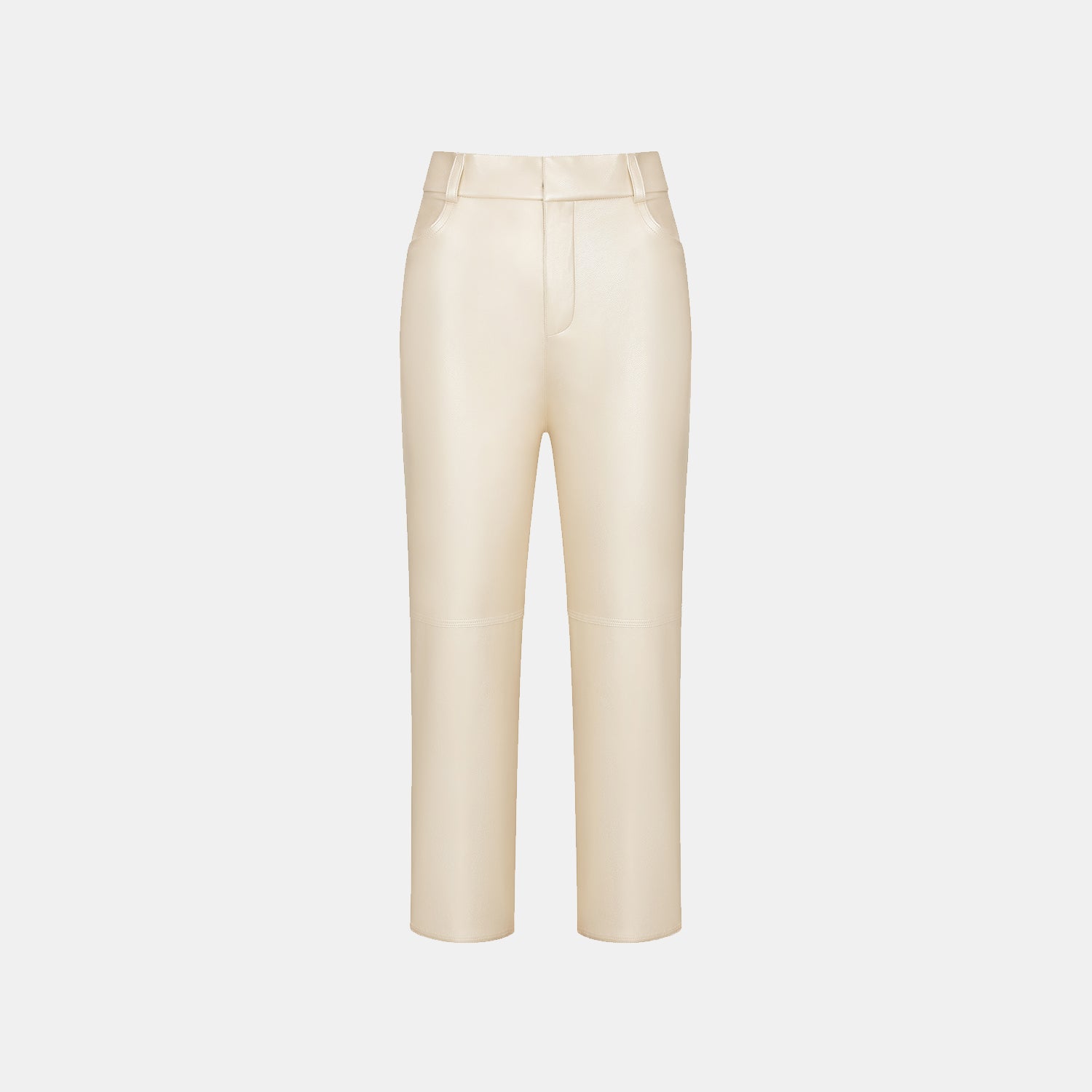 "Easy-go Chic" Vegan Leather Cropped Pants - Pearlescent White 