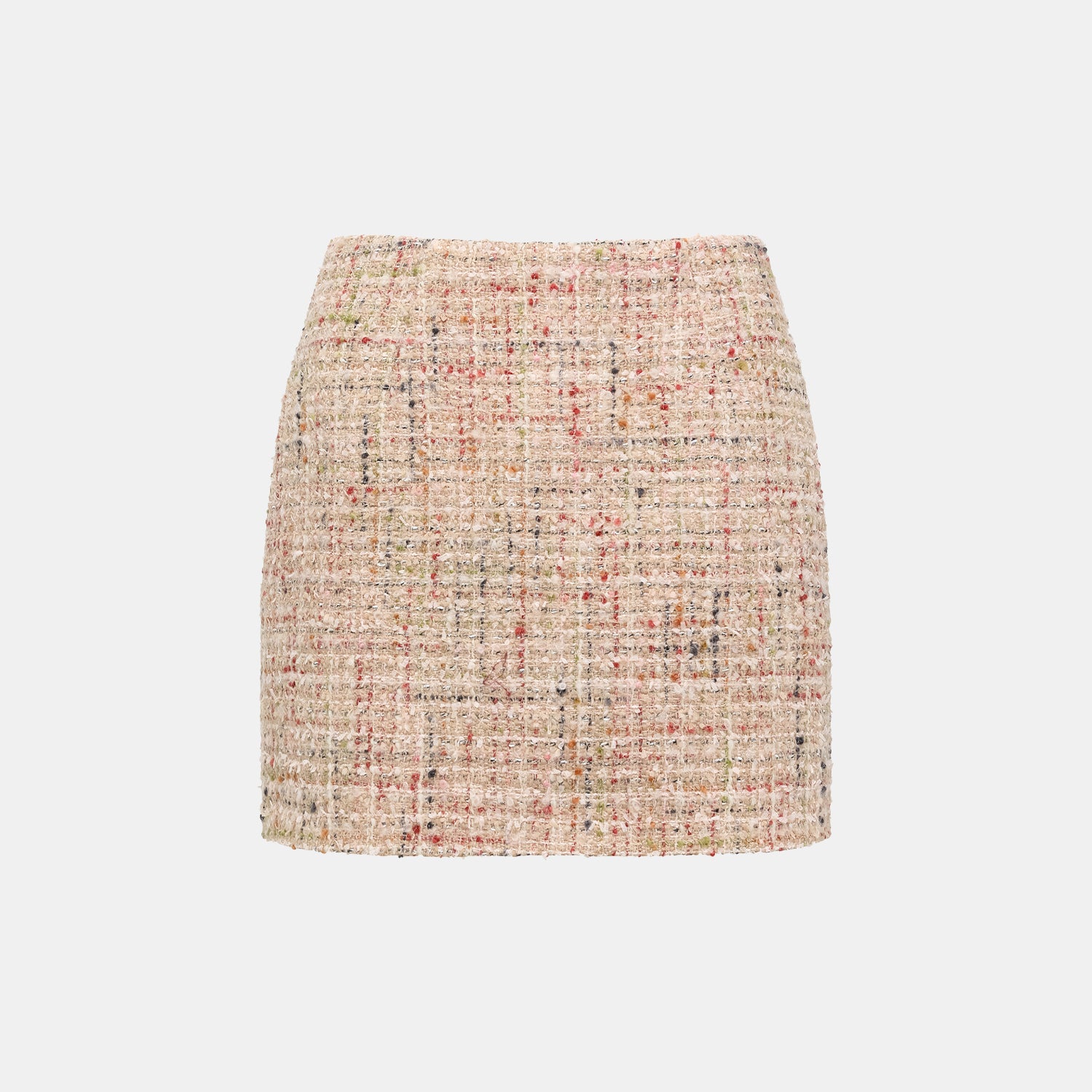 “Chelsea teatime.” Tweed skirt—Berry latte 
