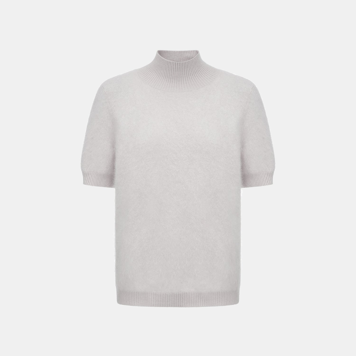 “Winter Diary” 100%Cashmere極細絨柔梳纖工藝立領五分袖上衣—Soft Lavender柔霧薰紫