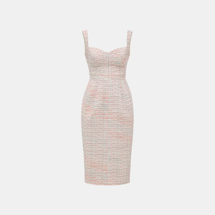 "Arcade of CherJoy Atelier." French summer light tweed three-dimensional tailoring slim sweetheart neck dress—Tutti Frutti