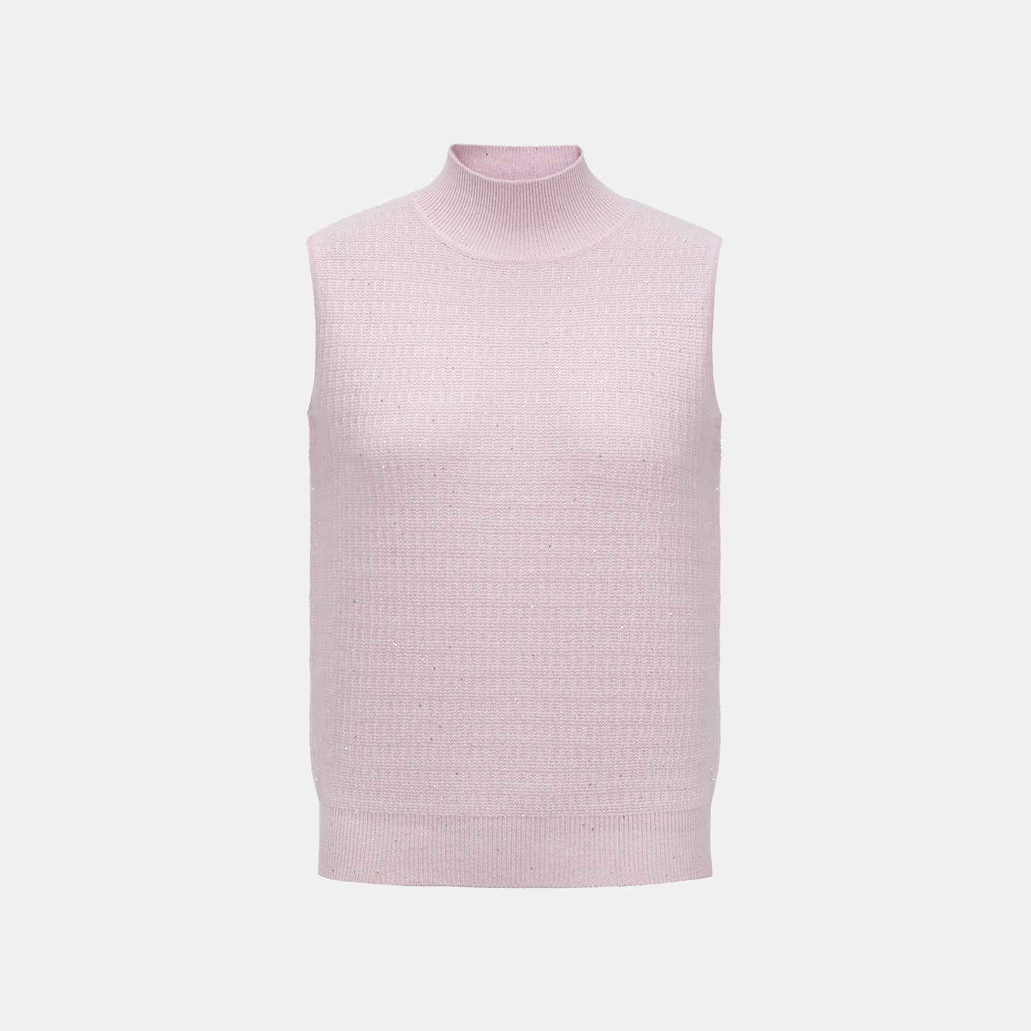 “Autumn Diary” 100% Cashmere極細絨柔星點高領針織背心—Lilac Dawn紫丁曙夢