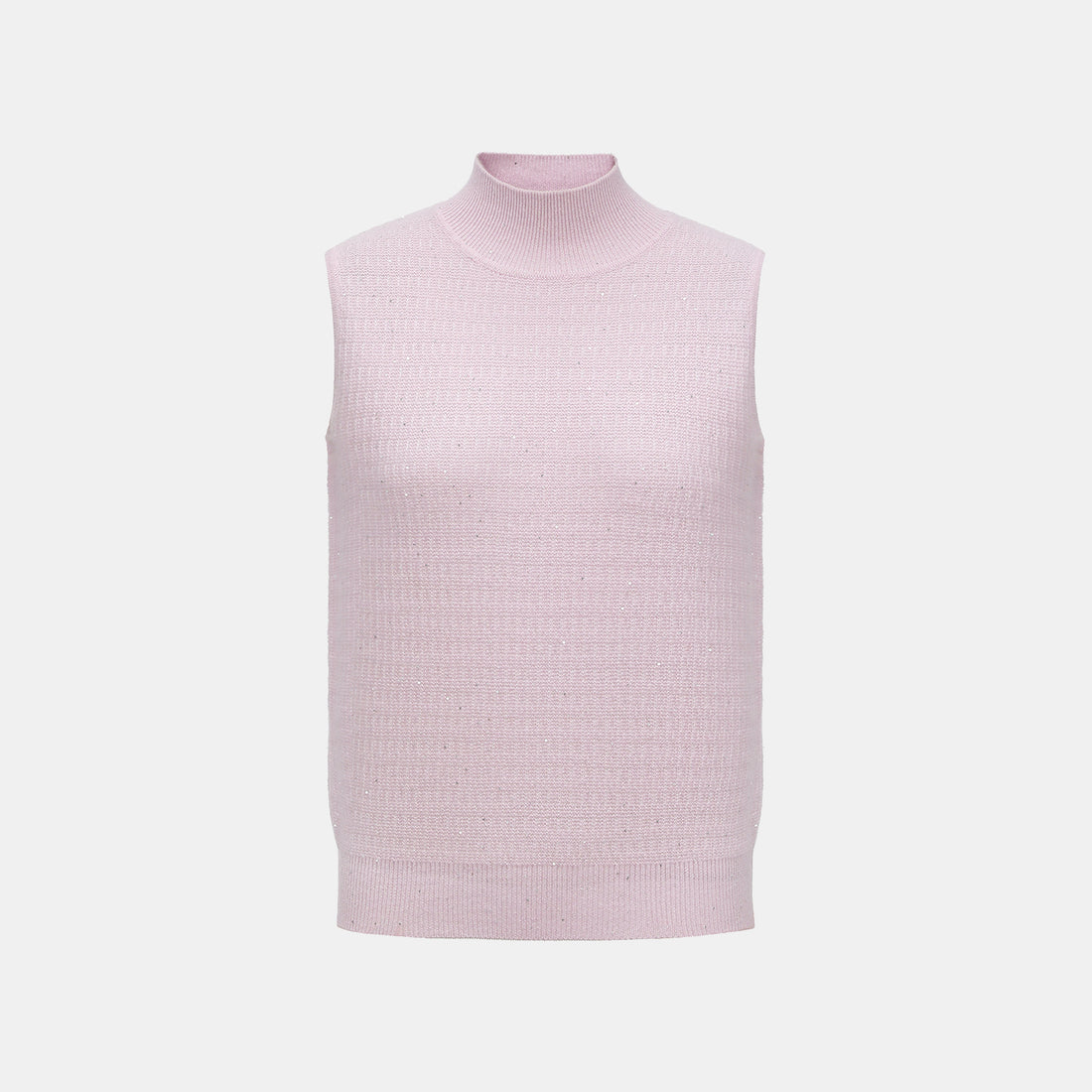 “Autumn Diary” 100% Cashmere極細絨柔星點高領針織背心—Lilac Dawn紫丁曙夢