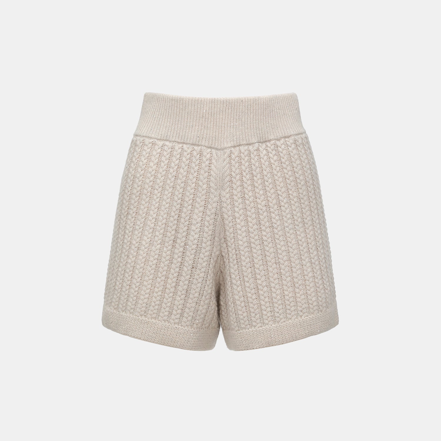 “Autumn Diary” 100% Cashmere 立體細麻花星點亮片針織短褲—Nordic Dawn北境黎明