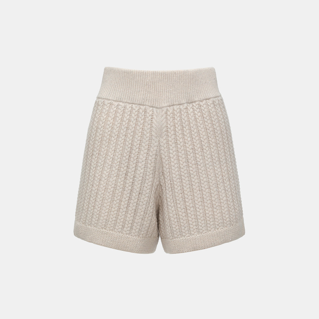 “Autumn Diary” 100% Cashmere 立體細麻花星點亮片針織短褲—Nordic Dawn北境黎明