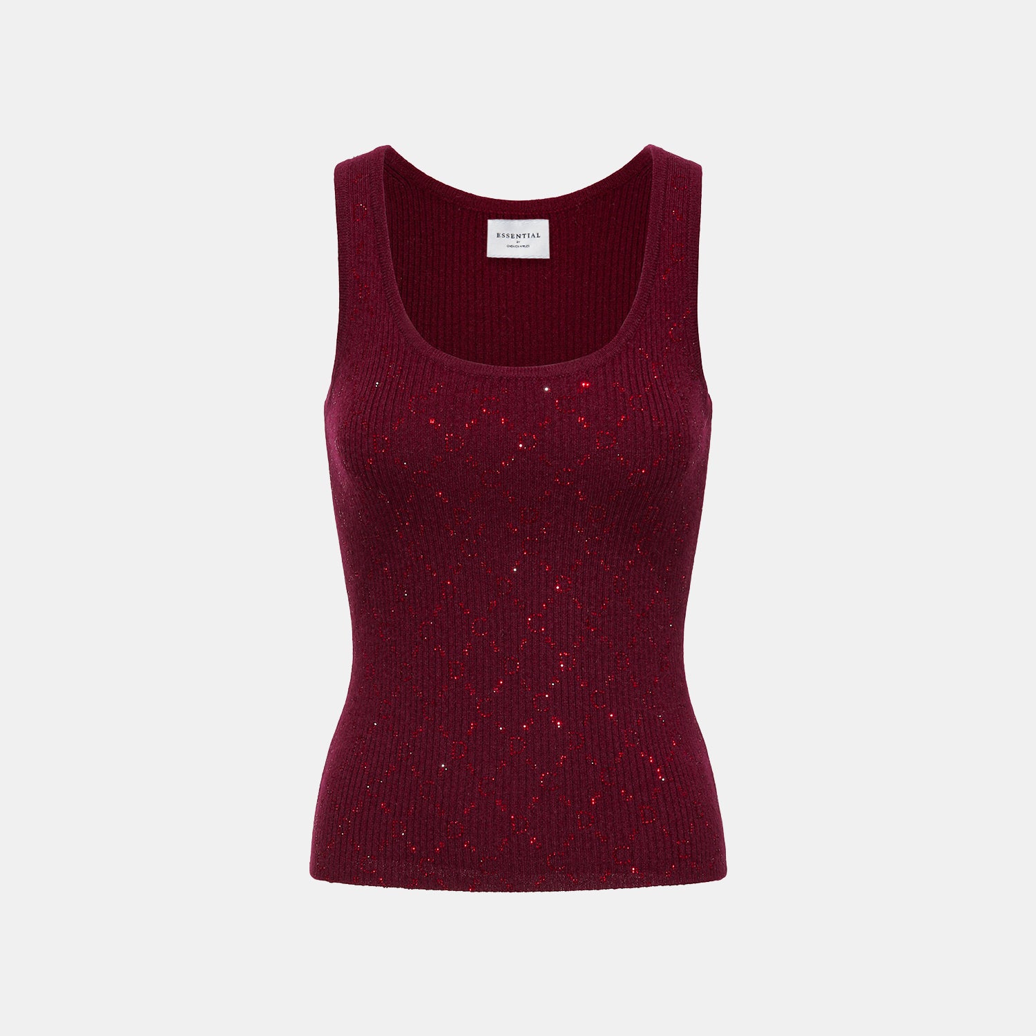 “Autumn Diary” 100% Cashmere立體鑽飾Monogram嵌花針織背心—Raspberry Jam野莓凝香