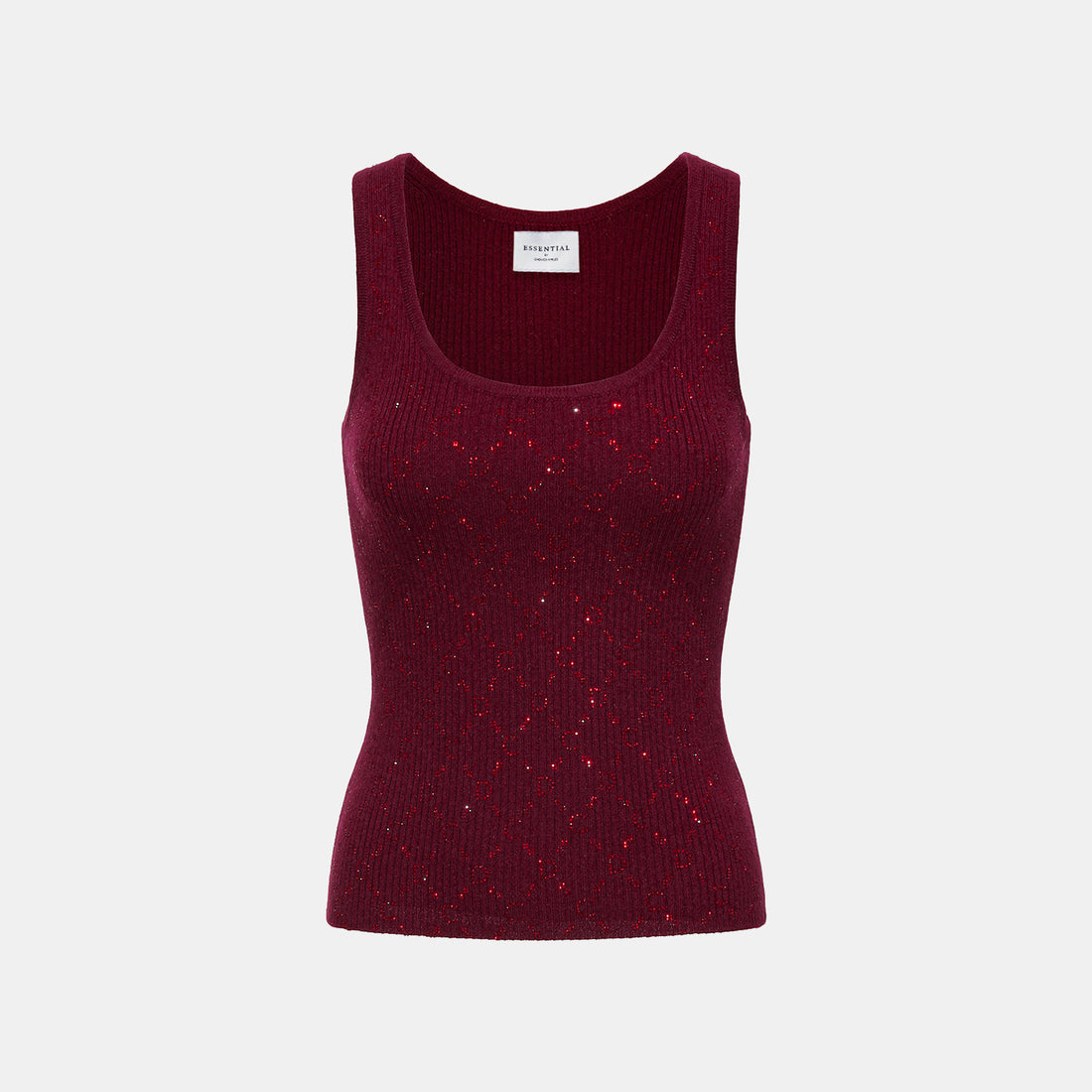 “Autumn Diary” 100% Cashmere立體鑽飾Monogram嵌花針織背心—Raspberry Jam野莓凝香