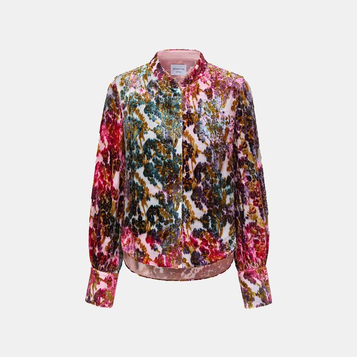 "Imperial Garden Teatime" Silk Velvet Chinese Style Shirt - Zui Rouge 