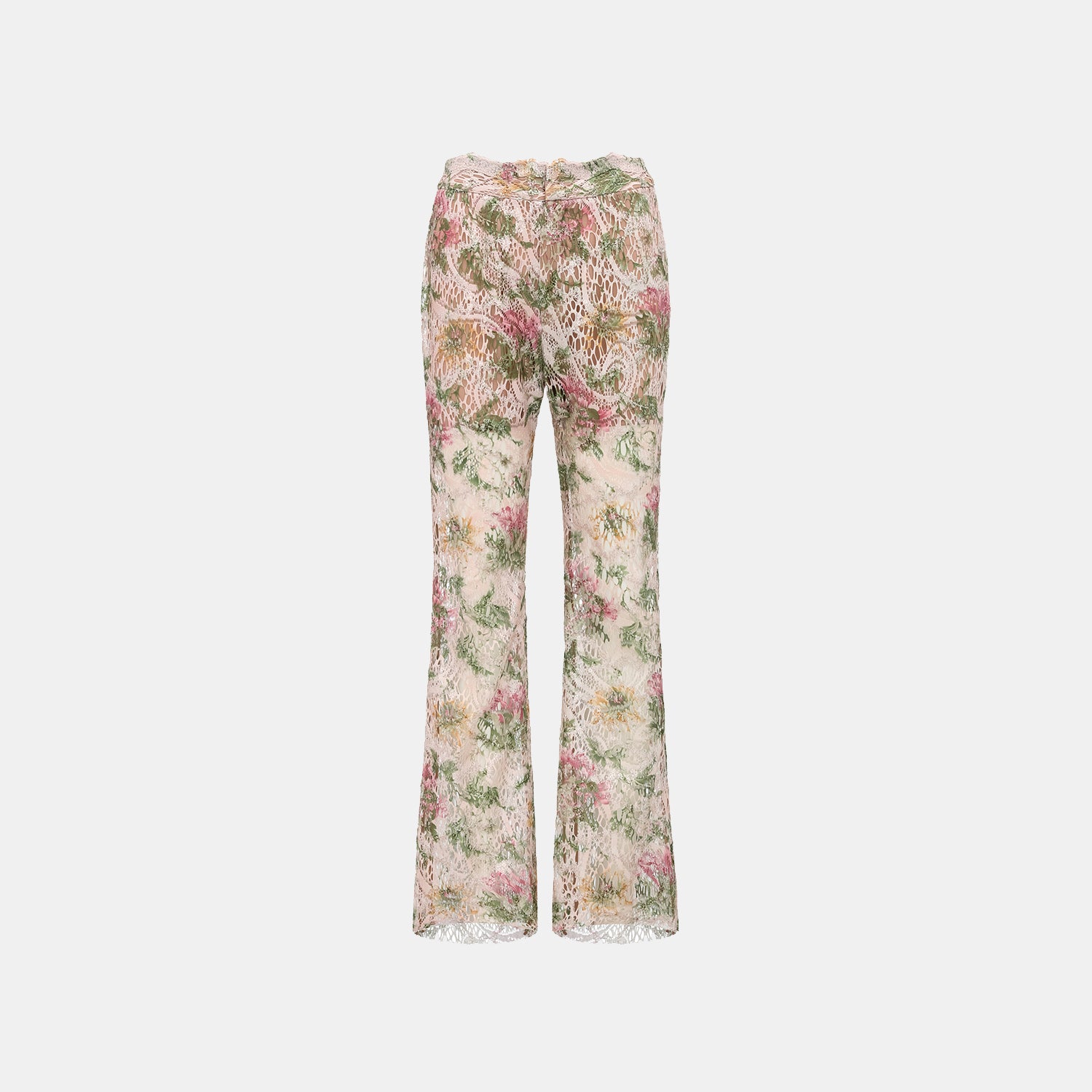 "Imperial Garden Teatime" 義大利奢華畫繡蕾絲喇叭褲—春曦呢喃