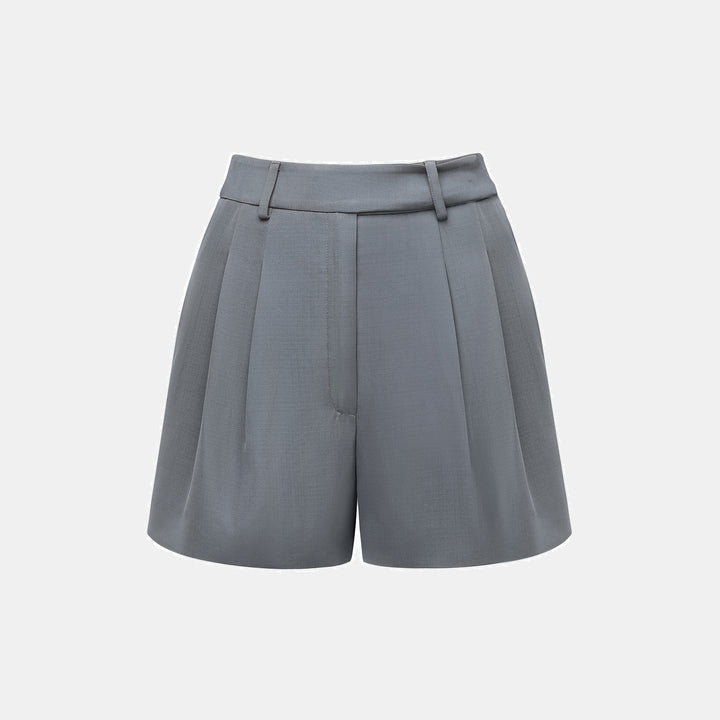 "Speak Sleek" 奢華輕薄麻感肌理醋酸短褲—Cloud