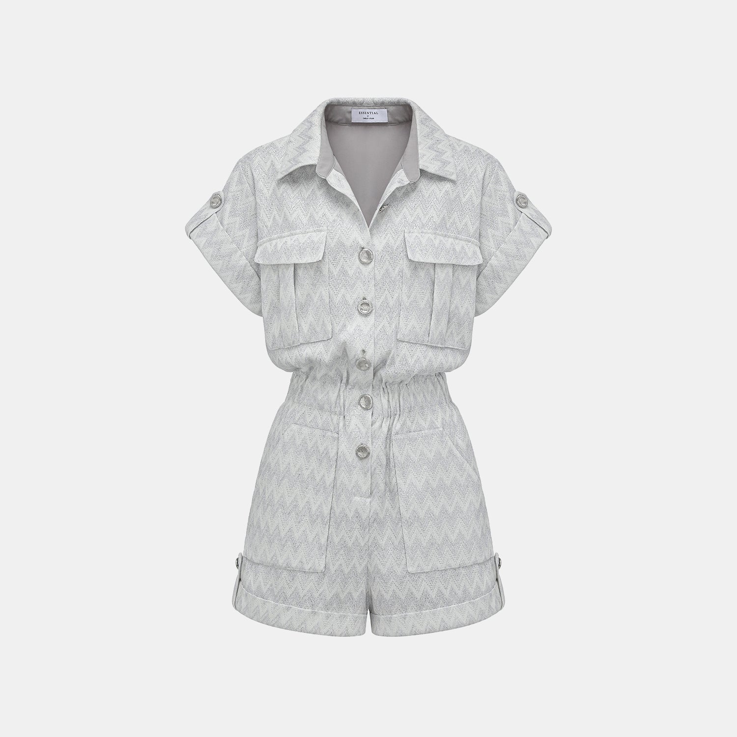 “Autumn Diary”義大利Chevron山形銀燦織紋針織連身褲—Hazy Vale煙嵐悠境