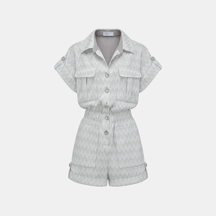 “Autumn Diary”義大利Chevron山形銀燦織紋針織連身褲—Hazy Vale煙嵐悠境