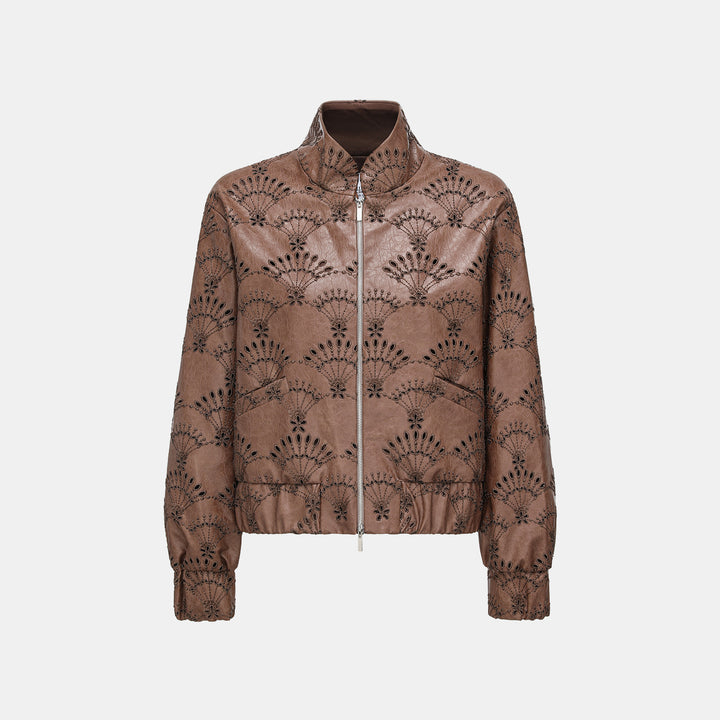 “Rustic Romance."法國純素皮革刻鏤花蕾絲工藝外套—Windlit Field風映曠野