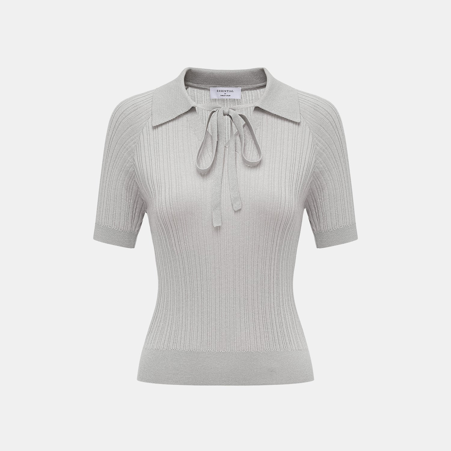 “By Inch." 蠶絲針織綁帶上衣—Morning Silence 晨間靜語