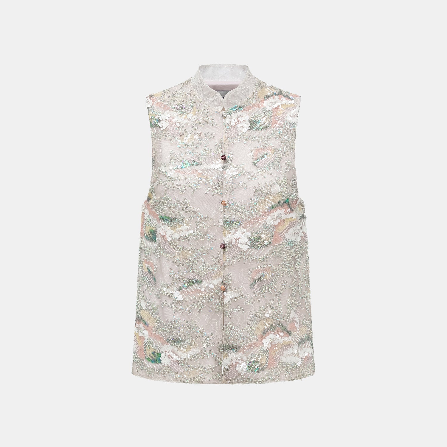 "Imperial Gala." 奢華蕾絲珠繡輕國風馬甲背心—疏影輕煙