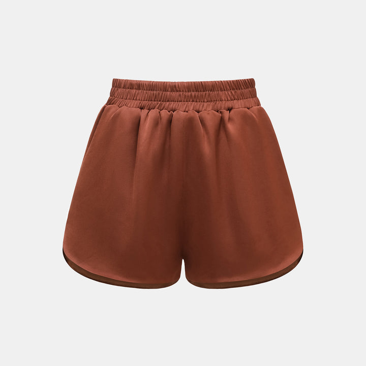 "Easy-go Chic" Heavy Acetate Lounge Shorts—Honey Brown 