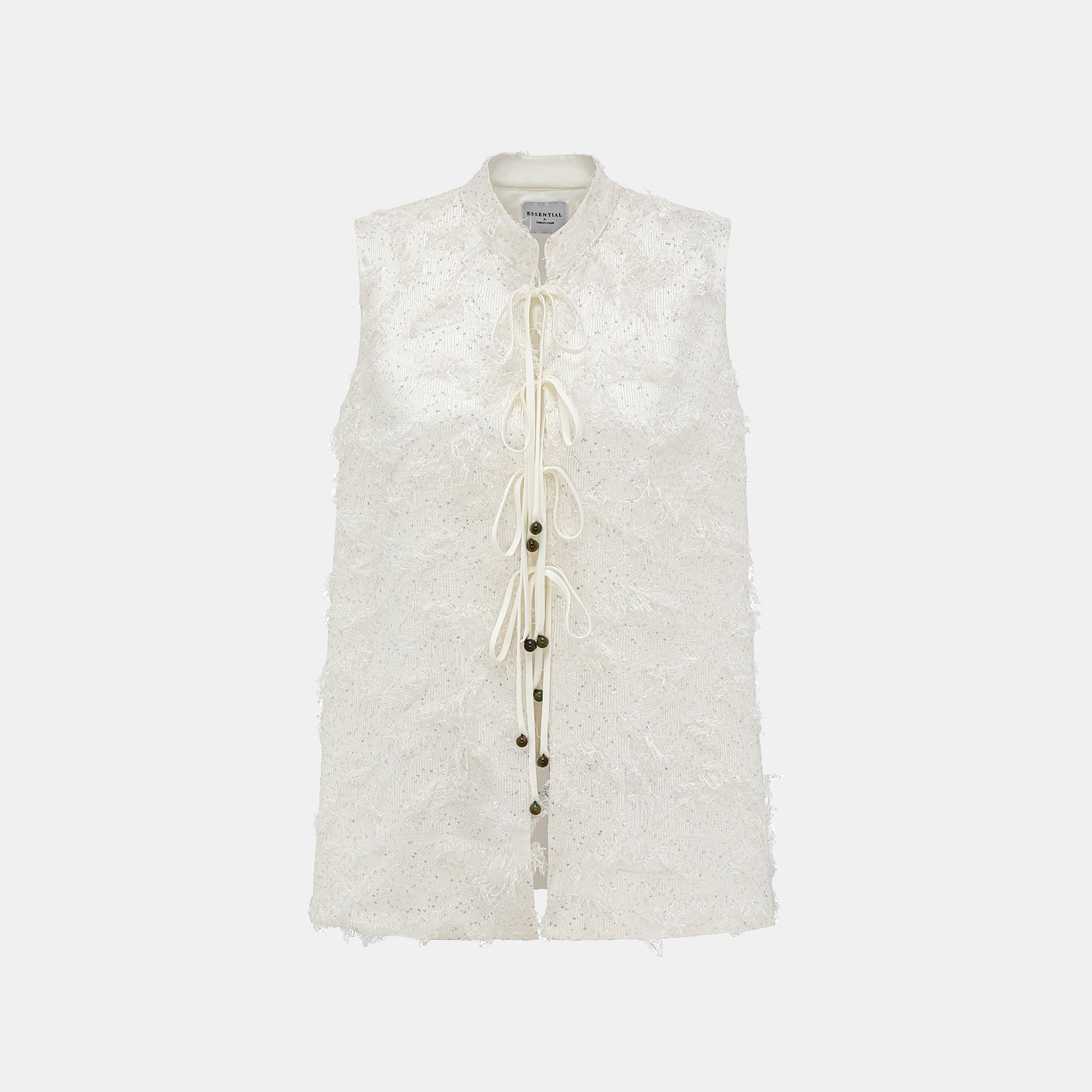 "Imperial Garden Teatime."義大利羽繡流蘇工藝輕國風背心—雲羽