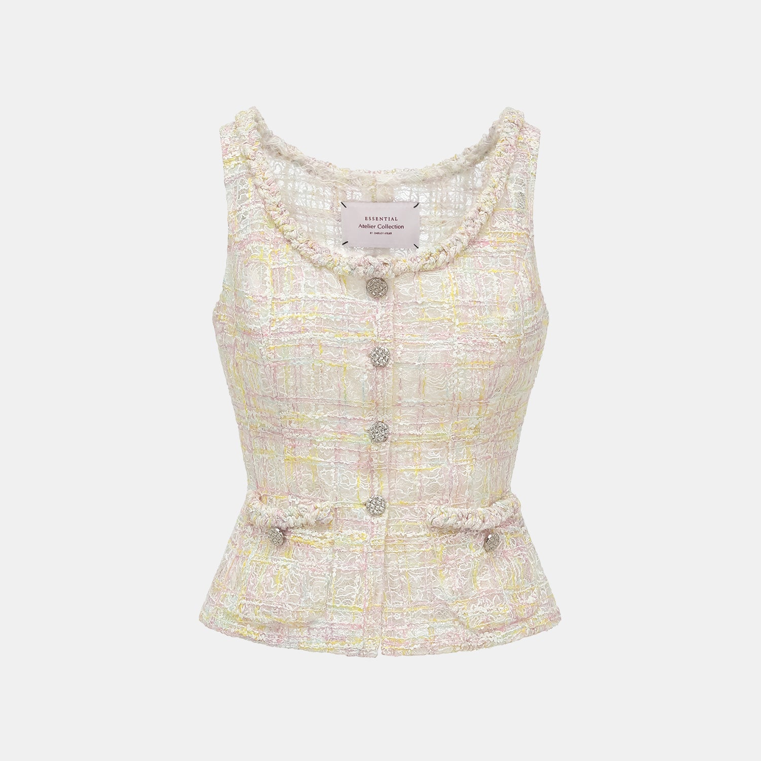 "Quiet Mastery." 法國頂級手工坊特殊工藝蕾絲背心