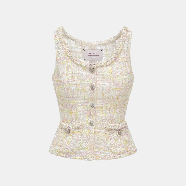 "Quiet Mastery." Lace vest made with special craftsmanship from top French craft workshop 