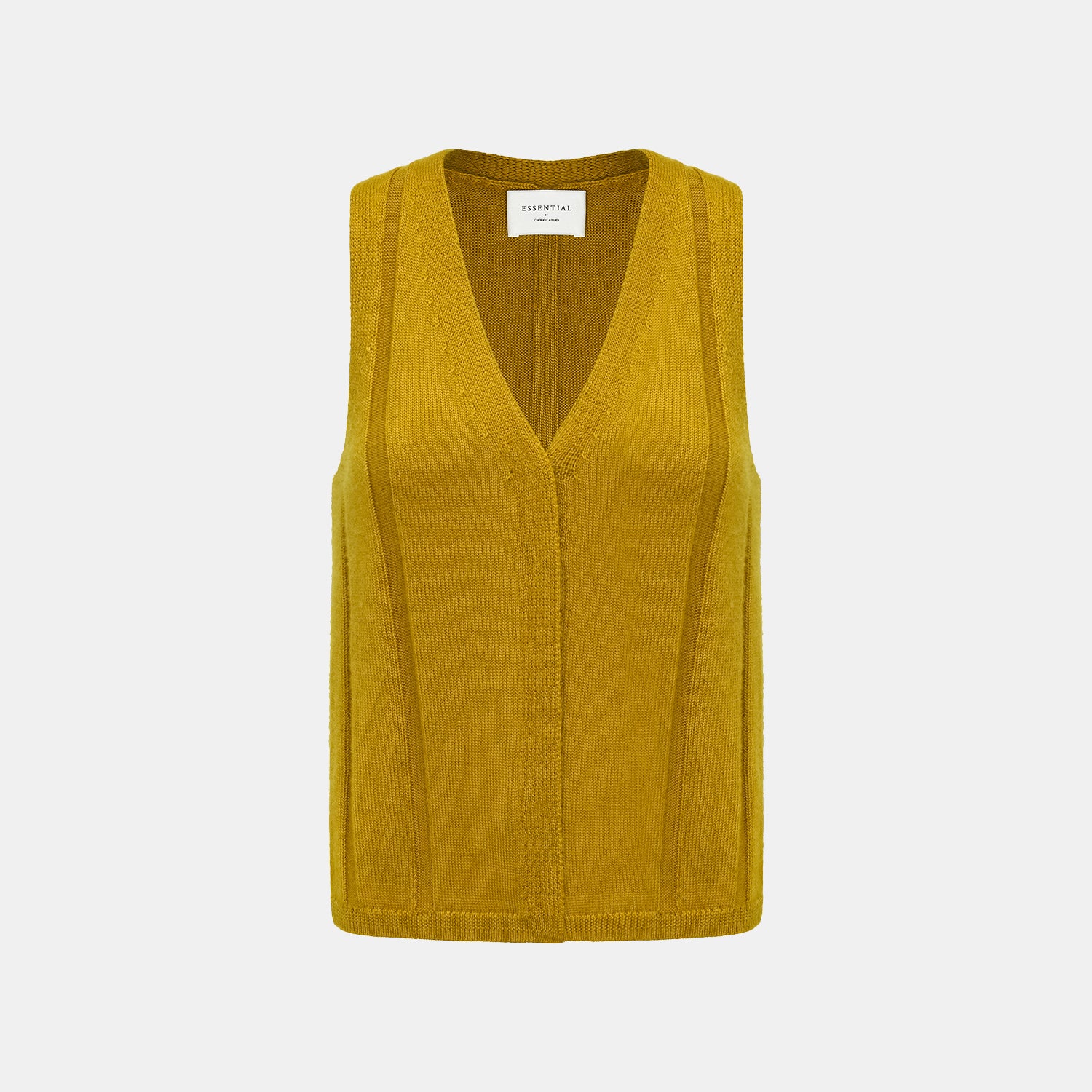 “Autumn Diary” 100%Cashmere V領背心—Mustard