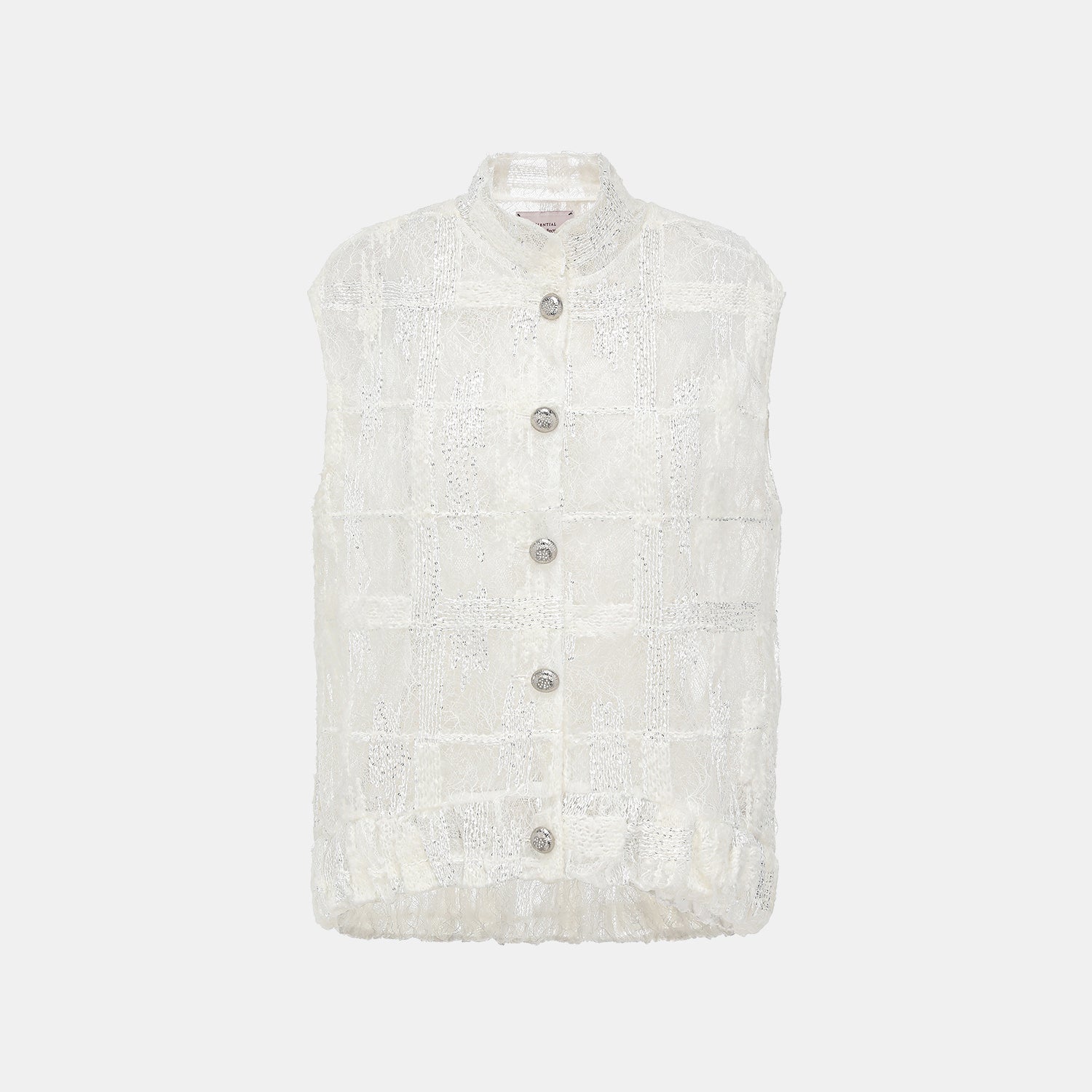 “Quiet Mastery.”義大利頂級細圈絨亮片織藝蕾絲馬甲背心—Starfall Gleam月亮詩心