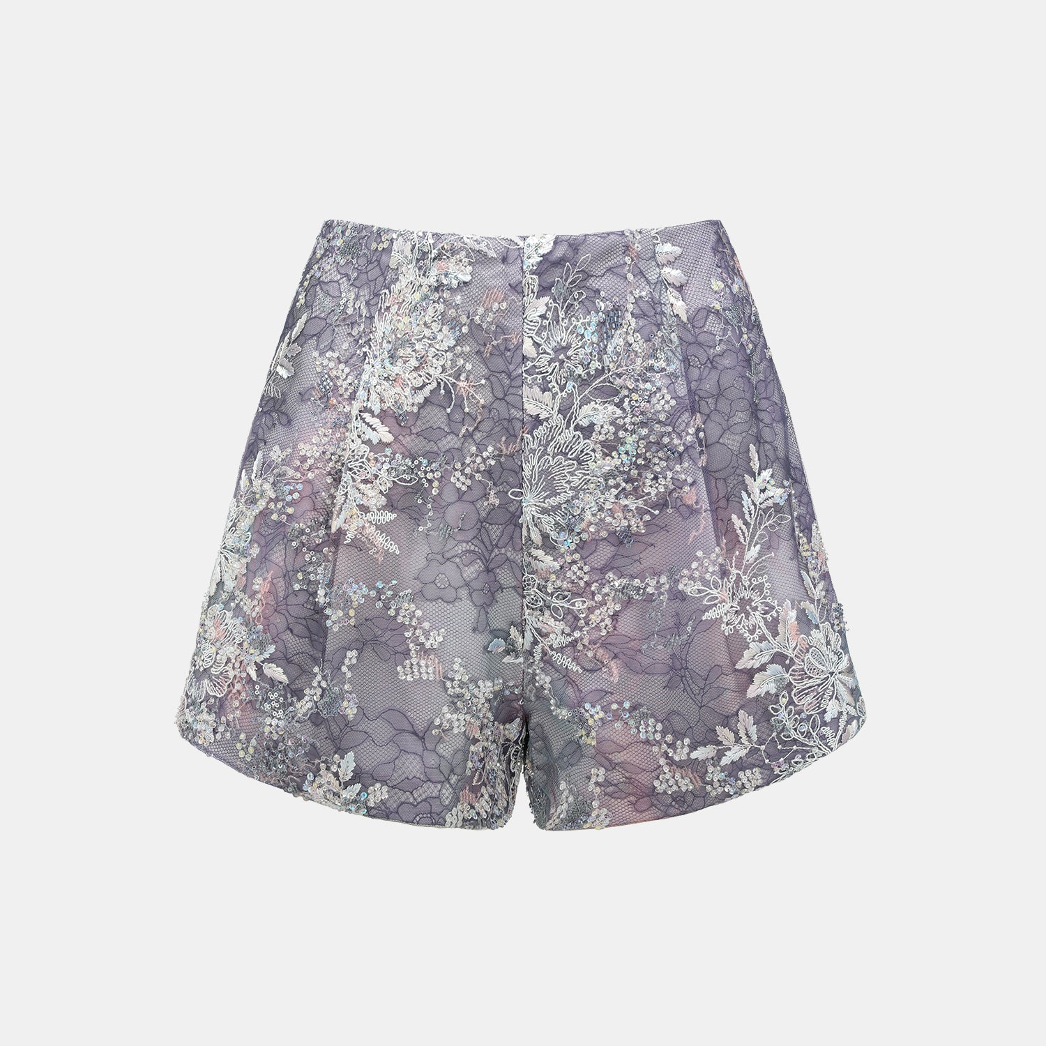 "Imperial Garden Teatime"緞染繡霞奢華珠繡輕國風蕾絲短褲—Nocturne Bloom凝夜浮香