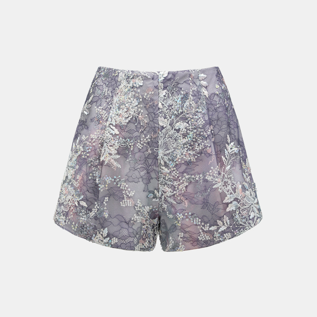 "Imperial Garden Teatime"緞染繡霞奢華珠繡輕國風蕾絲短褲—Nocturne Bloom凝夜浮香